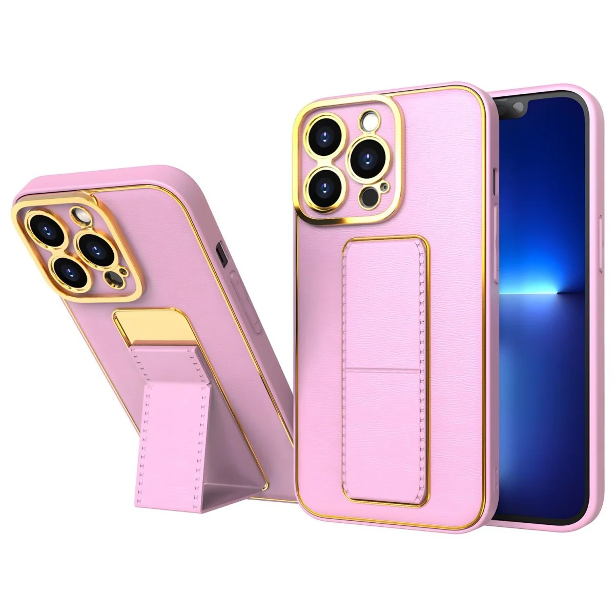 Silikónové puzdro s stojanom pre iPhone 12 Pro - Ružová