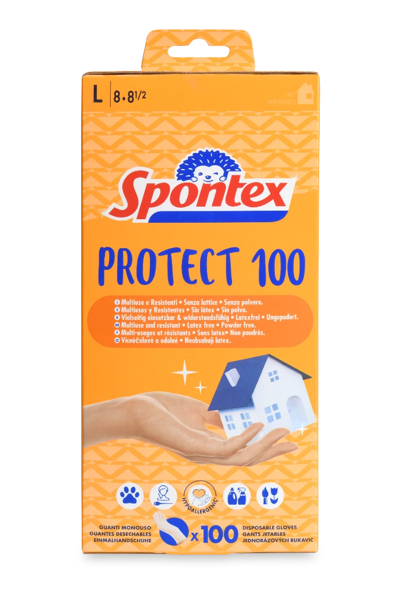Spontex Rukavice Protect 100 L 1×100 ks, jednorázové rukavice