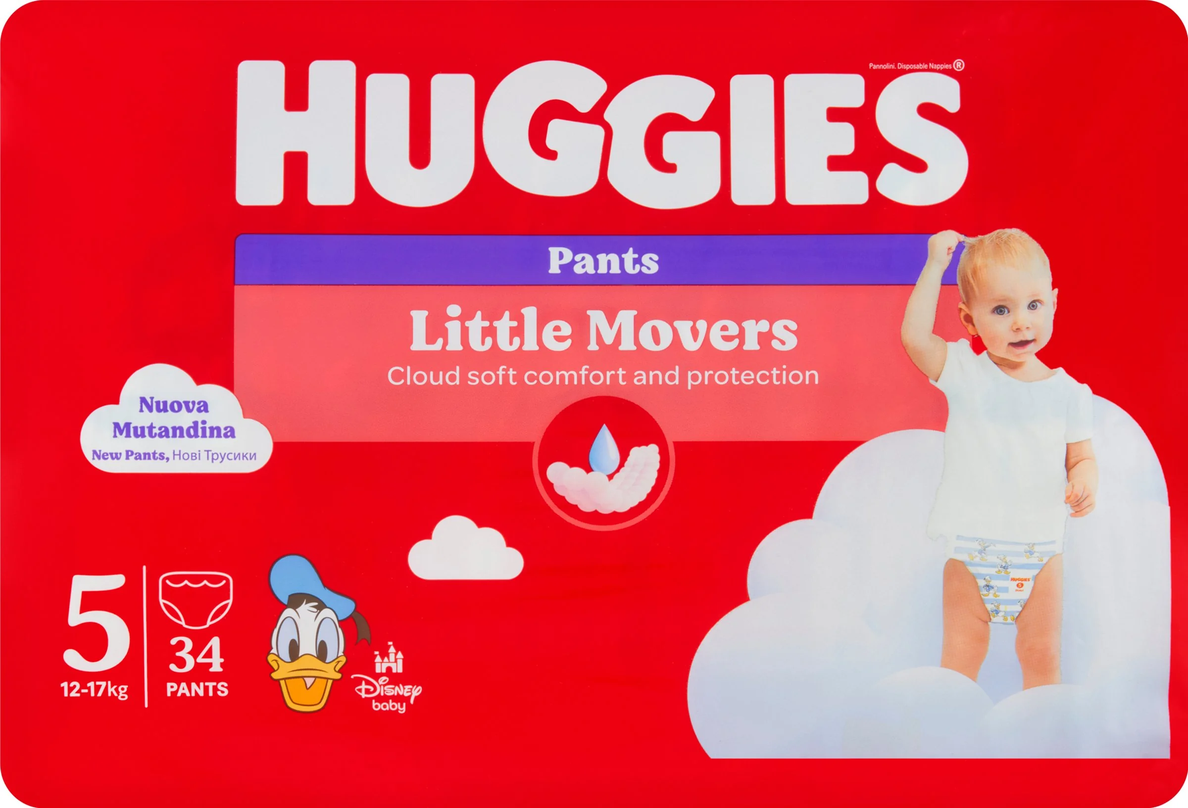 HUGGIES pants Little Movers 5 1×34 ks, jednorázové plienkové nohavičky