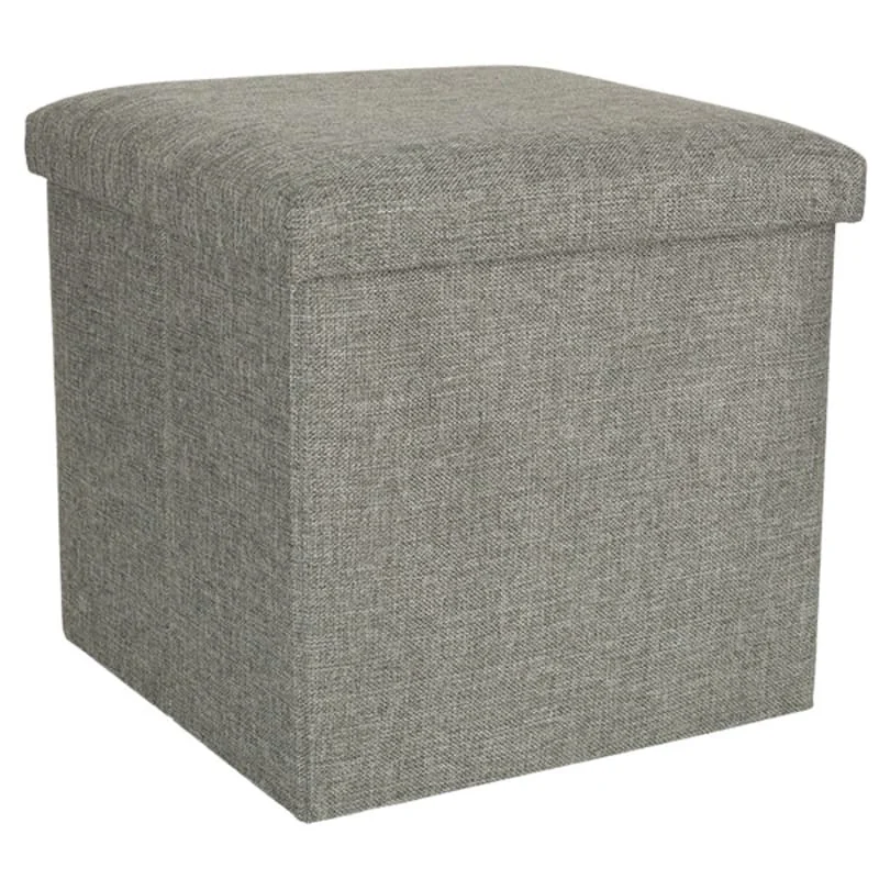 Skladací puf s úložným priestorom – sivý taburet 38×38×38 cm