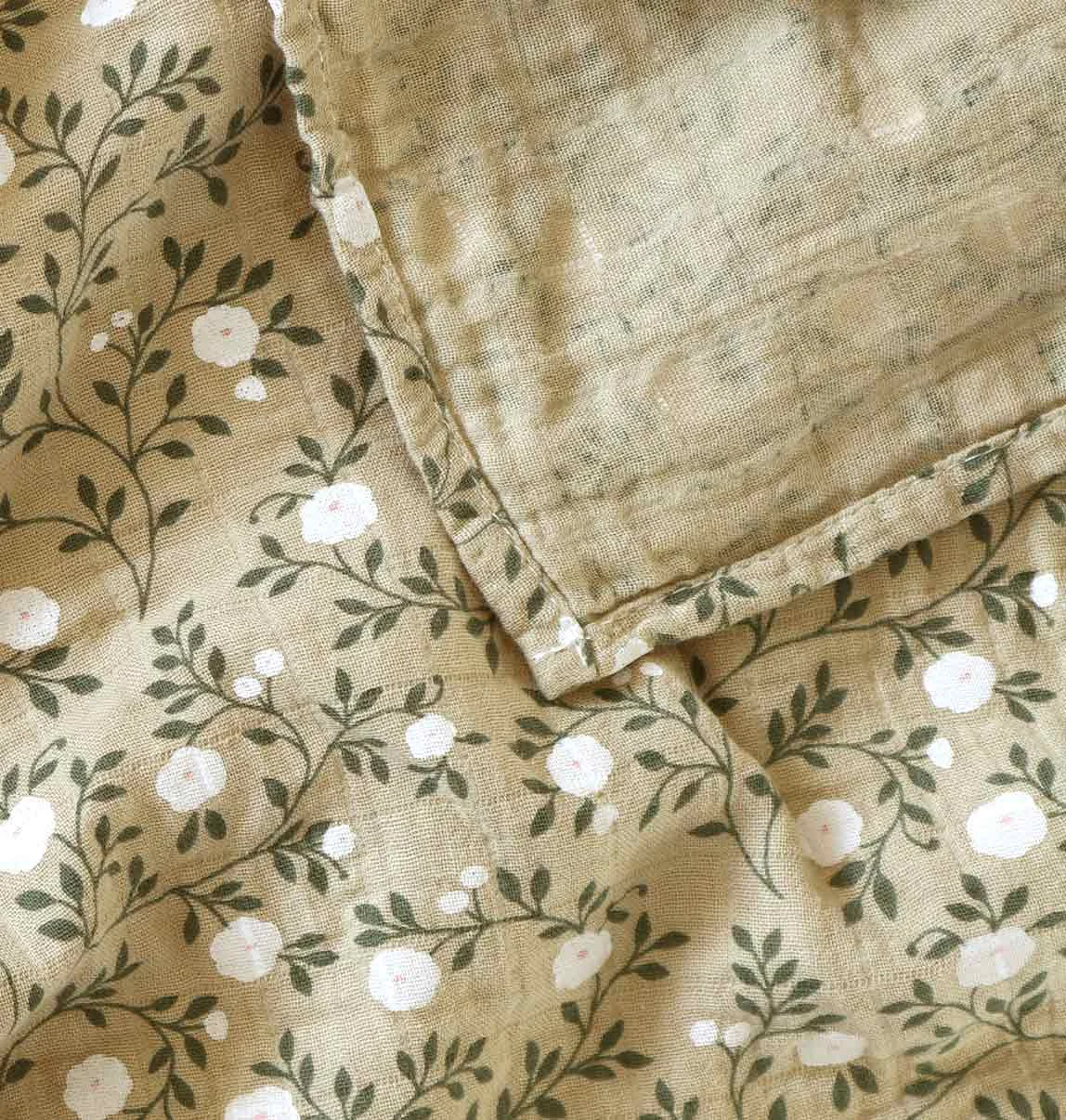 A Little Lovely Company - Mušelínová osuška XL, blossom - dark sage