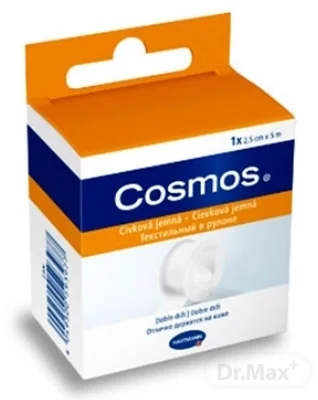 COSMOS Cievková jemná 1×1 ks, (POR) náplasť fixačná z netkaného textilu (2,5cm×5m)