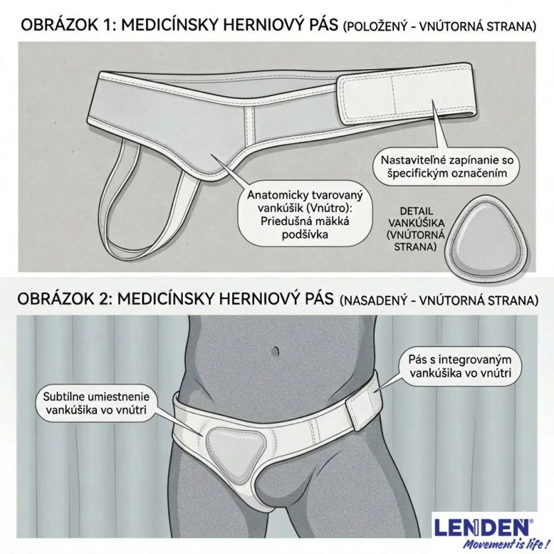 LENDEN® Slabinový prietržový pás na pruh – ľavostranný (herniový pás), Veľkosť: M