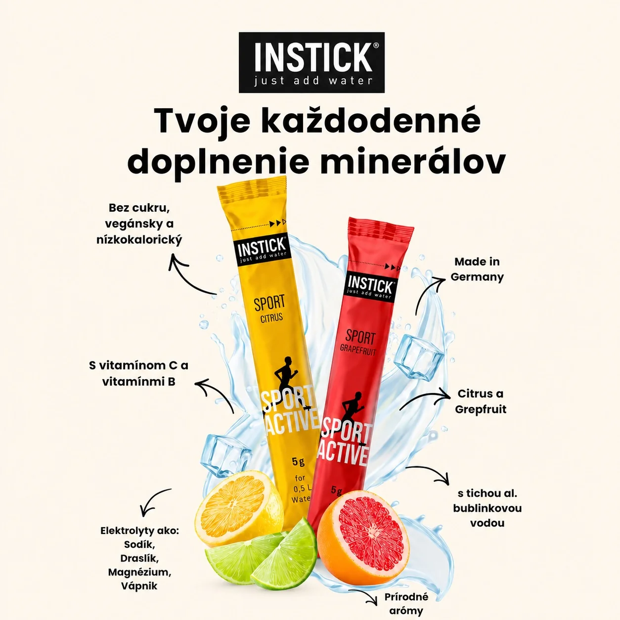 HydroFit krabičková hydratácia na Cestu autom veľkosť M bez cukru 96 stickov na prípravu 42-54 lit nápoja bez cukru s vitamínmi, eletrolitmi, taurínom a kofeínom