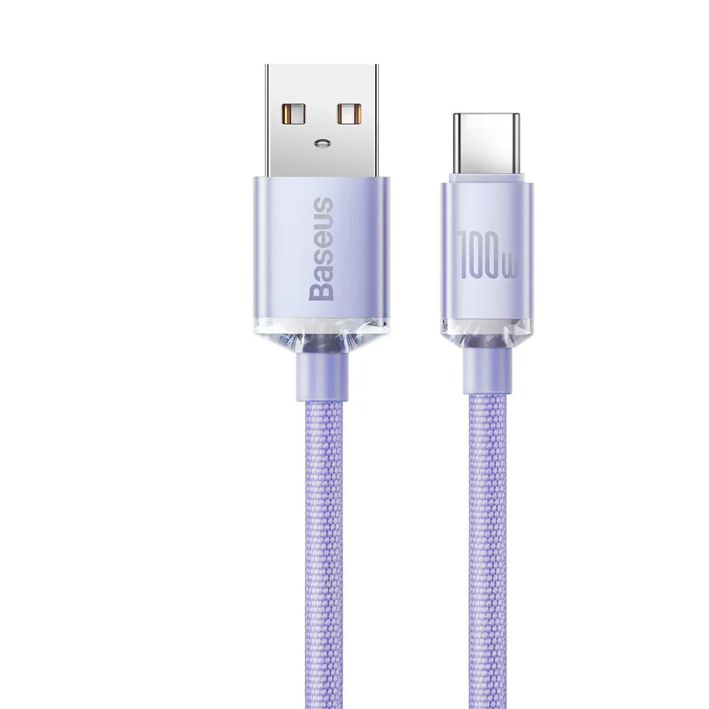 Baseus Crystal Shine kábel USB / USB-C 5A 100W 1.2m, fialový
