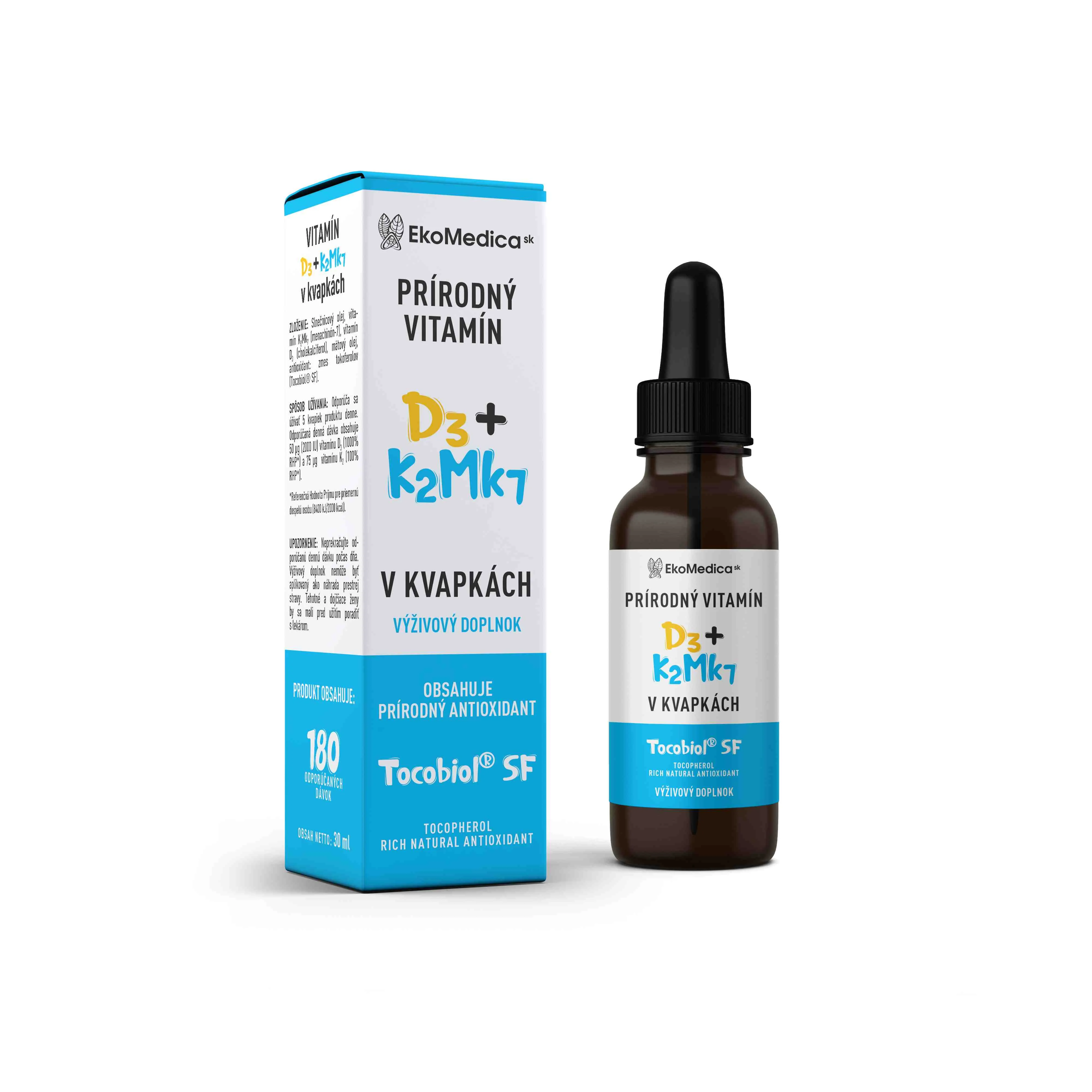 EkoMedica SK - Vitamín D3+K2MK7 1×30 ml, prírodný vitamín