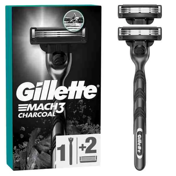 Gillette Mach3 Charcoal Strojček + 2NH 1×1 ks, holiaci strojček s hlavicami
