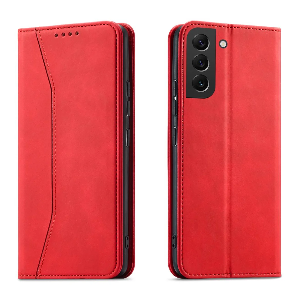 MG Magnet Fancy knižkové kožené puzdro na Samsung Galaxy S22 Plus, červené vené