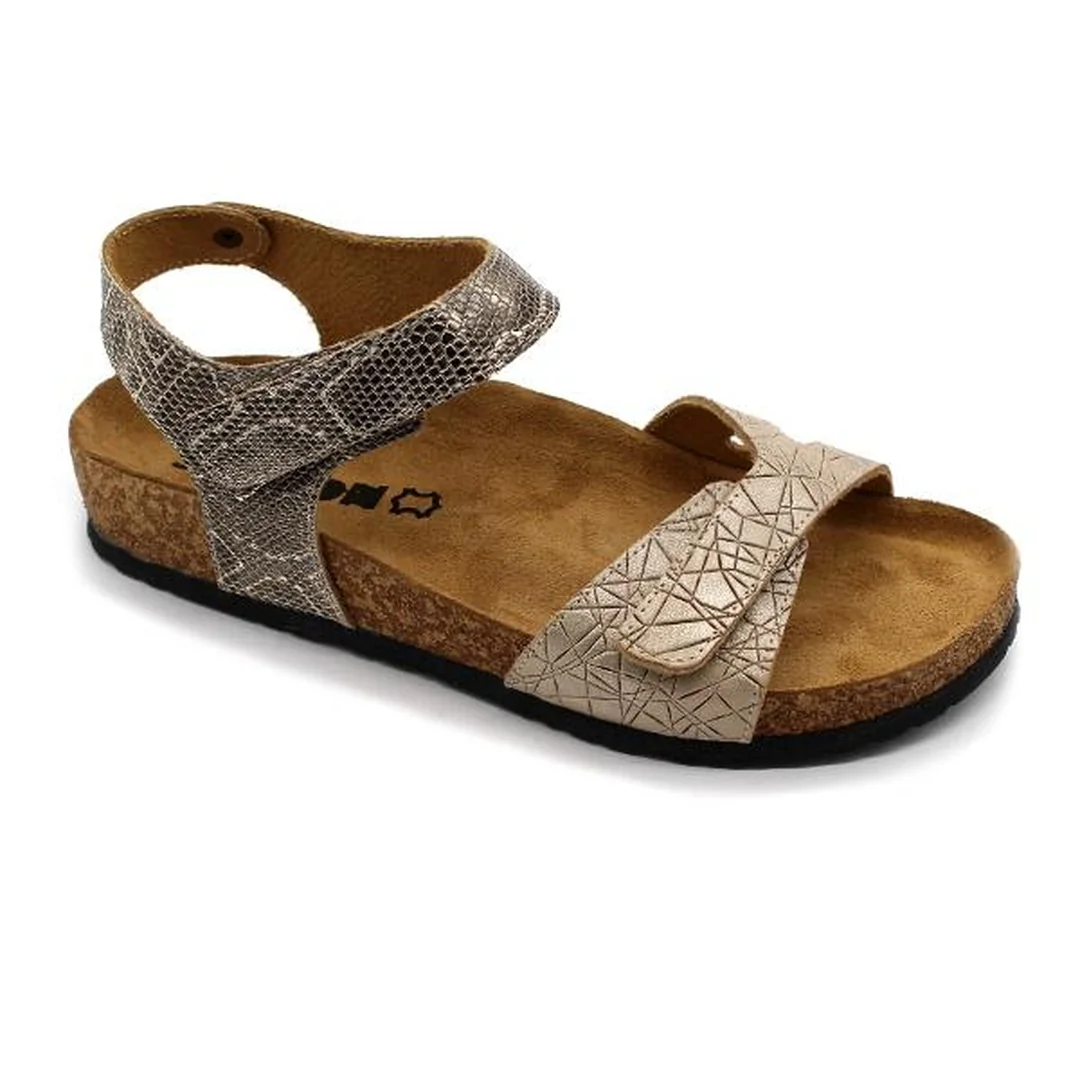 Leon 4300 Dámske zdravotné korkové sandále 38 - 24,5cm, zlatý had, 2,0 cm
