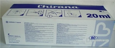 Chirana LUER Striekačka injekčná 20ml 1×80 ks, jednorázové striekačky
