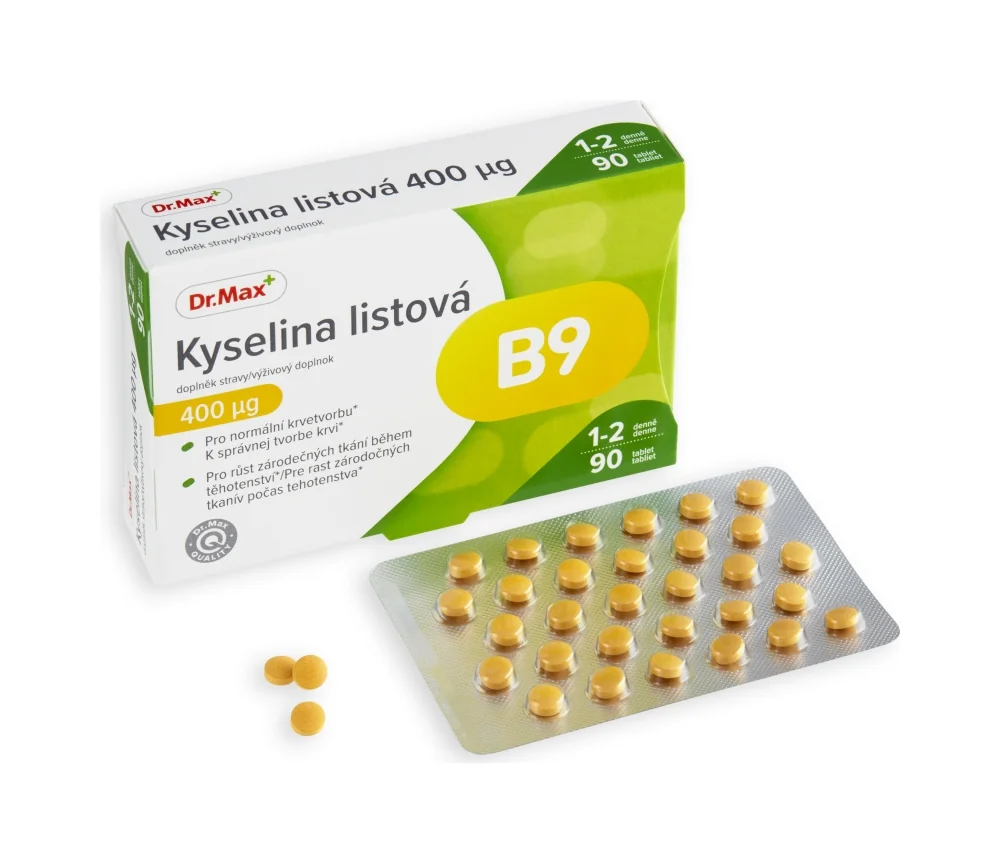 Dr. Max Kyselina listová 400 µg 1×90 tbl, výživový doplnok