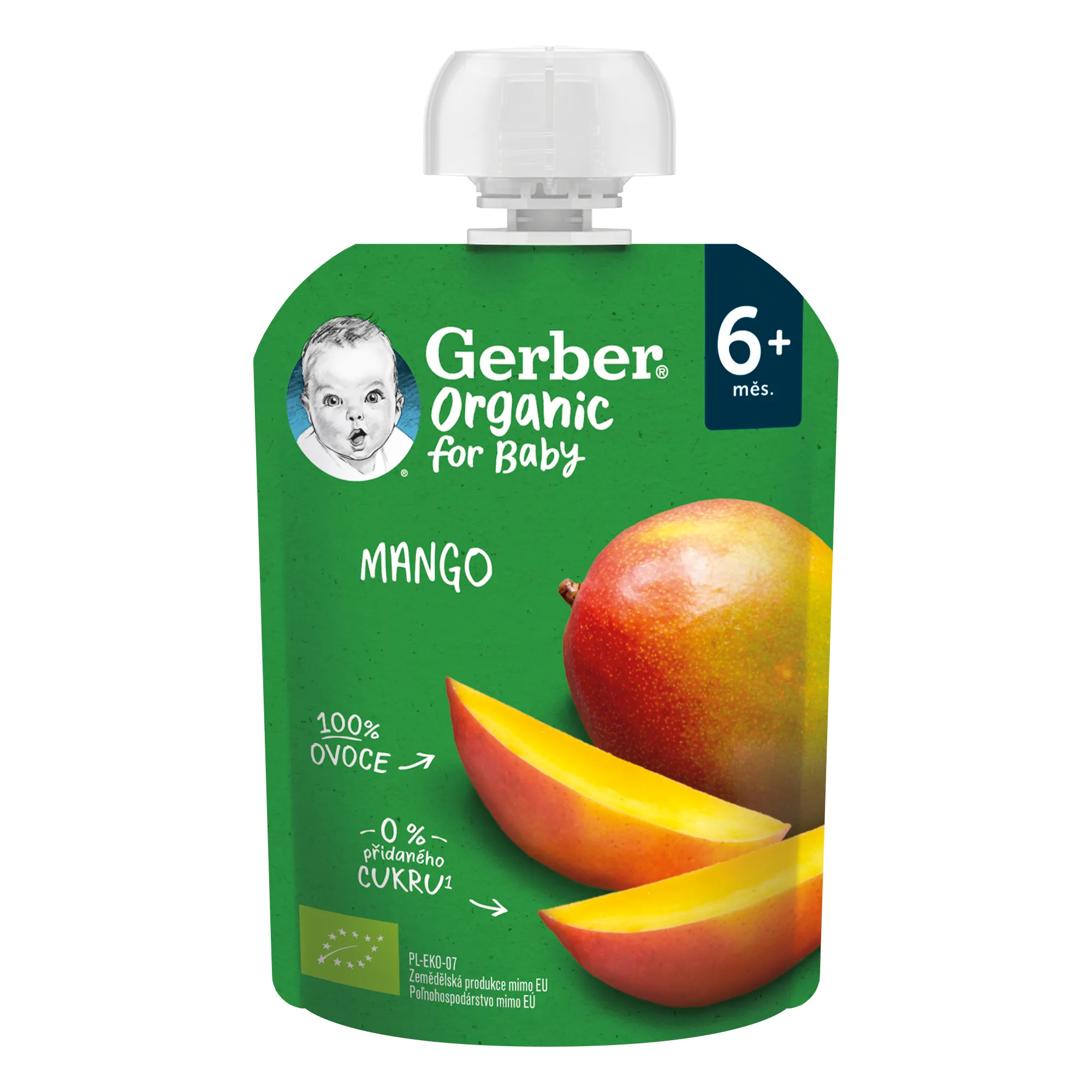Gerber Organic Kapsička Mango 1x90 g, bio ovocná desiata (od ukonč. 6. mesiaca)
