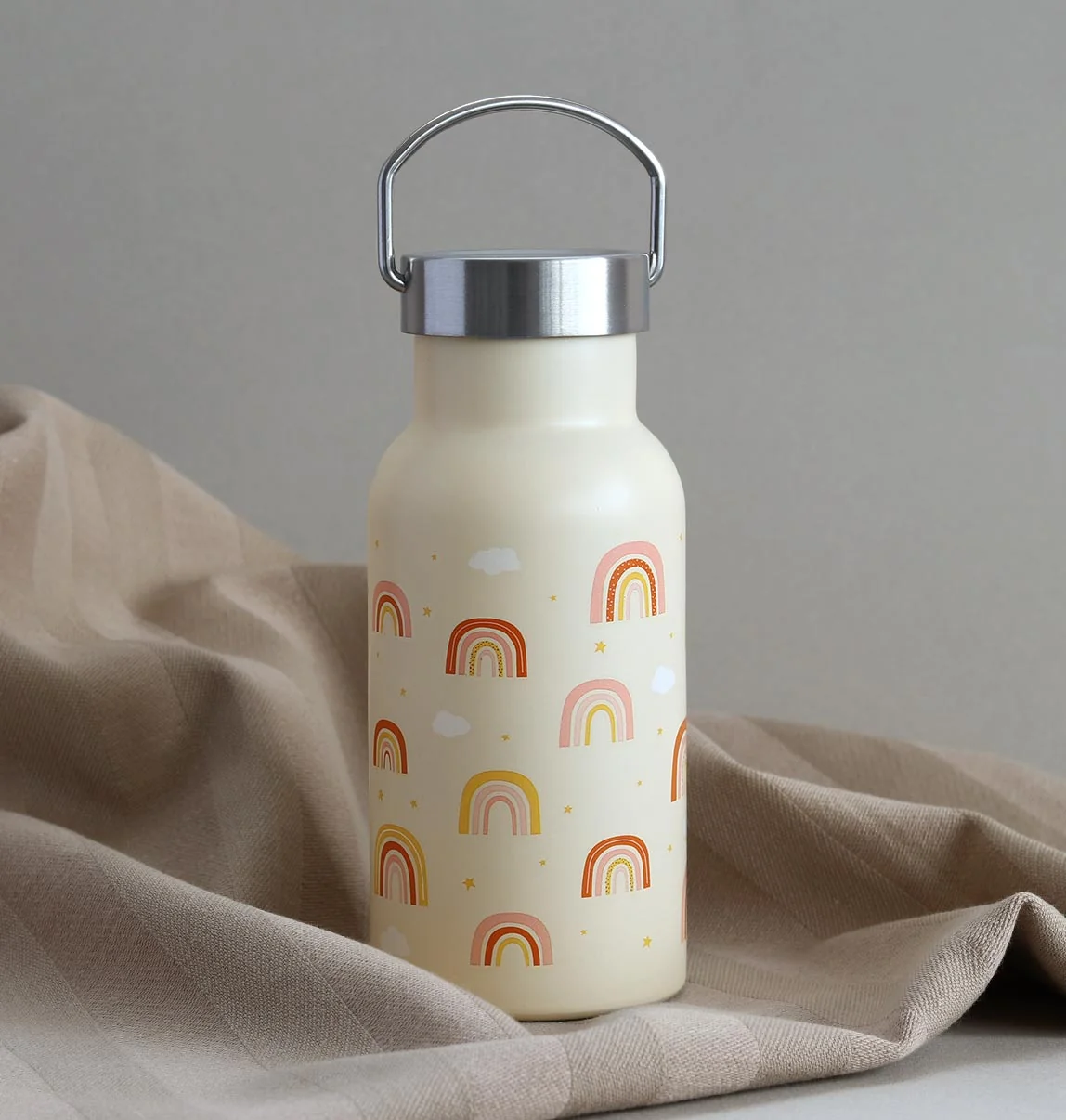 A Little Lovely Company - antikorová fľaša na pitie, 350 ml - dúha