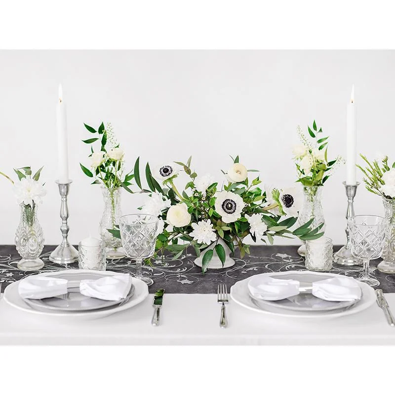 PartyDeco Organza čierna s potlačou 0,36x9m