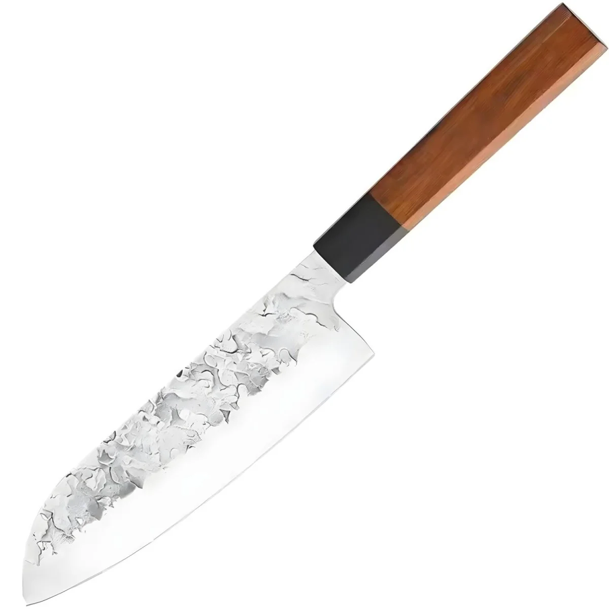Kuchynský nôž Santoku s drevenou rukoväťou Santoku, hnedá