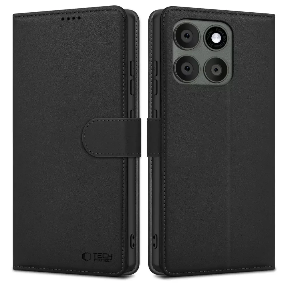 Tech-Protect Wallet puzdro na Motorola Edge 60 Pro, čierne Čierna, syntetická koža