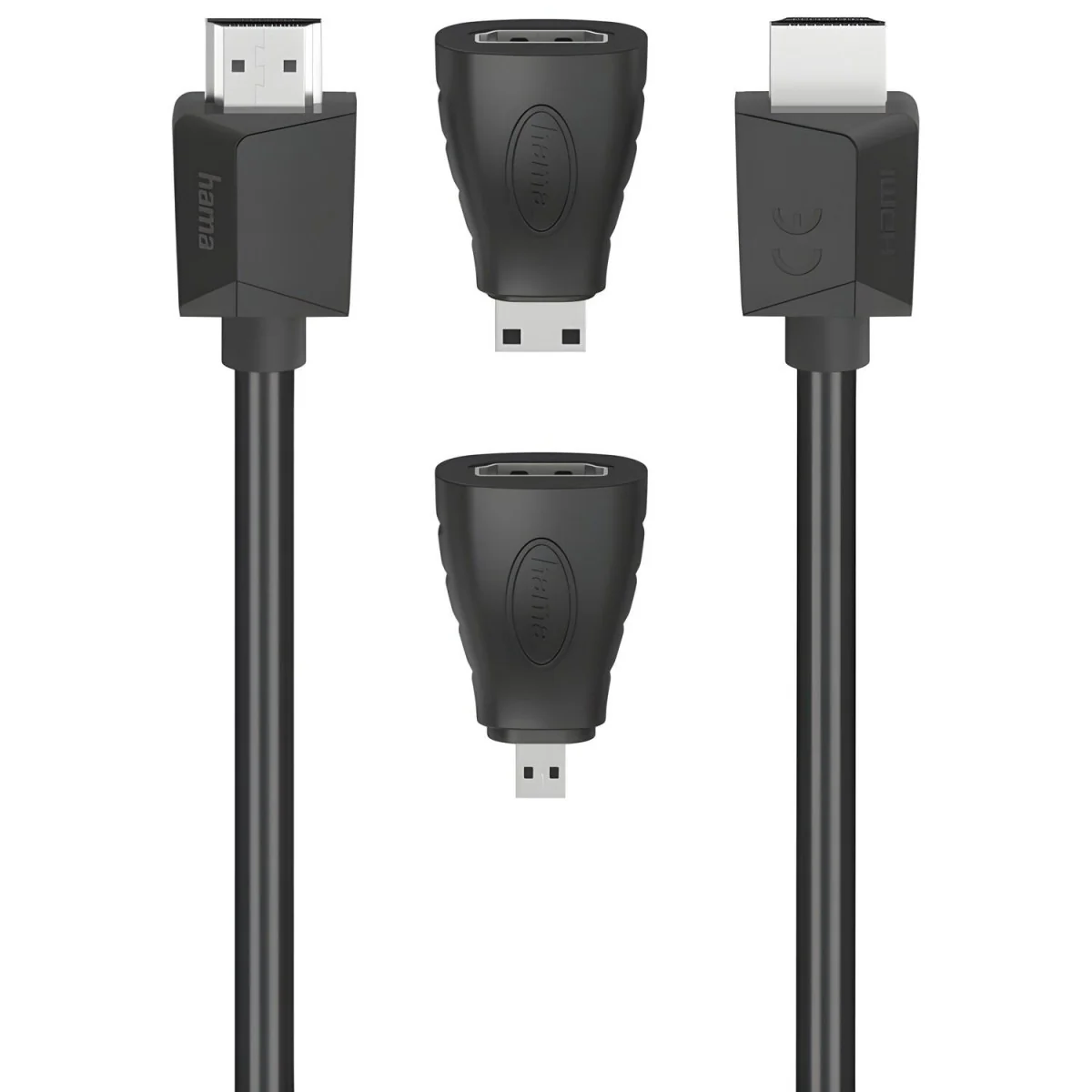 HDMI kábel s 2 adaptérmi - 1.5 m - Čierna