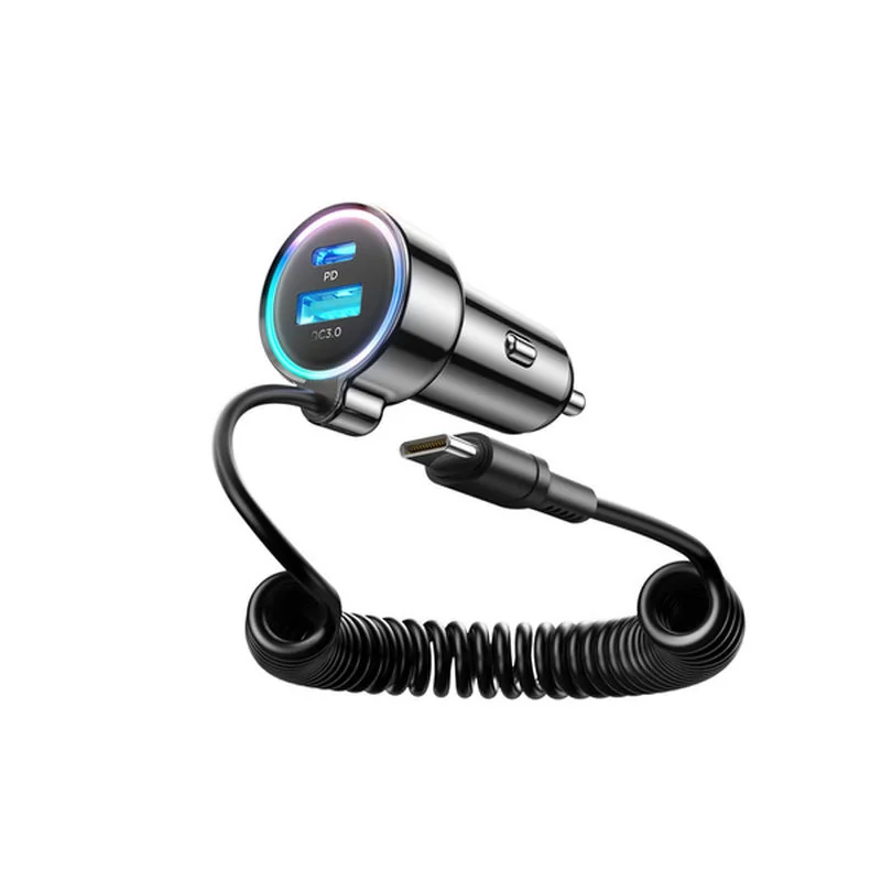 Joyroom 3in1 autonabíjačka USB / USB-C 72W + vstavaný kábel USB-C, čierna rna