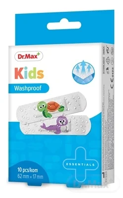 Dr. Max Náplasť Kids Washproof 1×10 ks, detské umývateľné náplasti, 62 x 17 mm