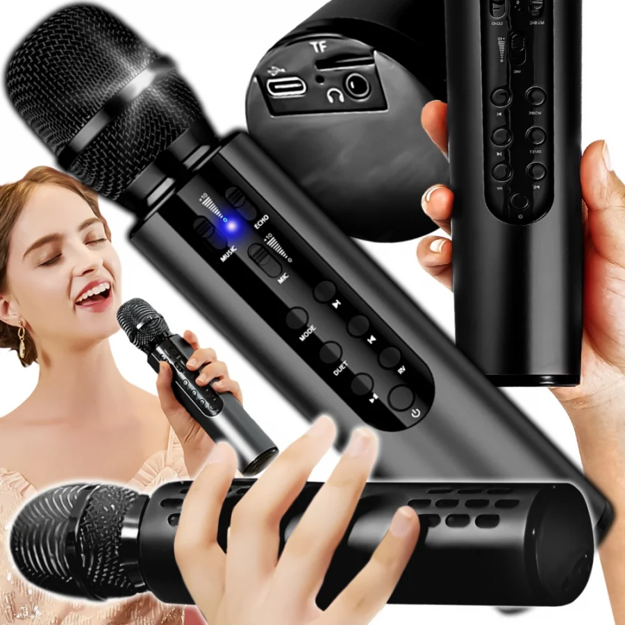 Bluetooth karaoke mikrofón s reproduktorom, K7-Black
