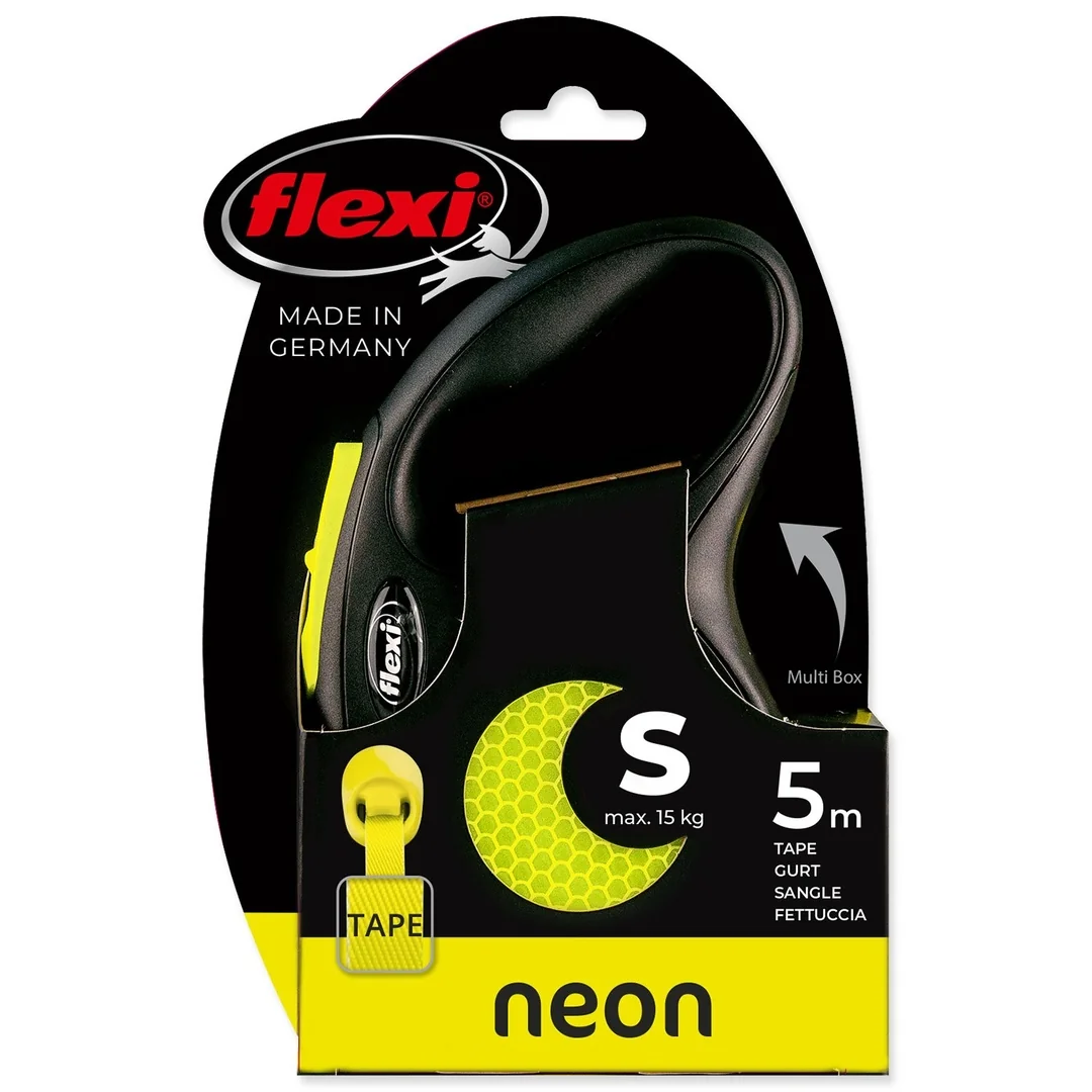 flexi New Neon popruh S 5m žltá do 15kg