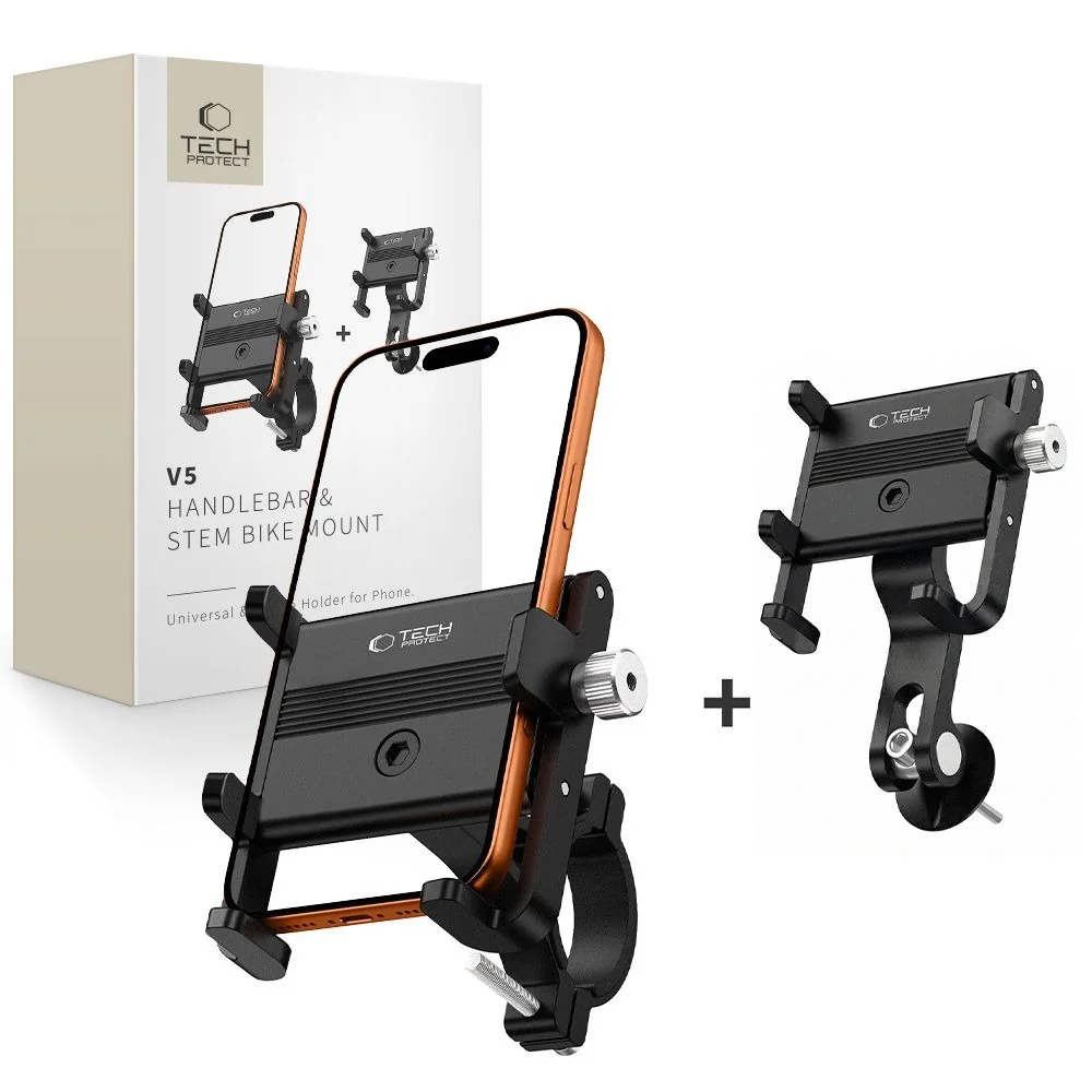 Tech-Protect V5 držiak na mobil na bicykel, čierny