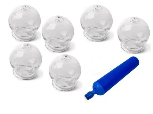 Ohňovzdorné čínske banky, sklenené s ergonomickou pumpičkou (sada 12 kusov)