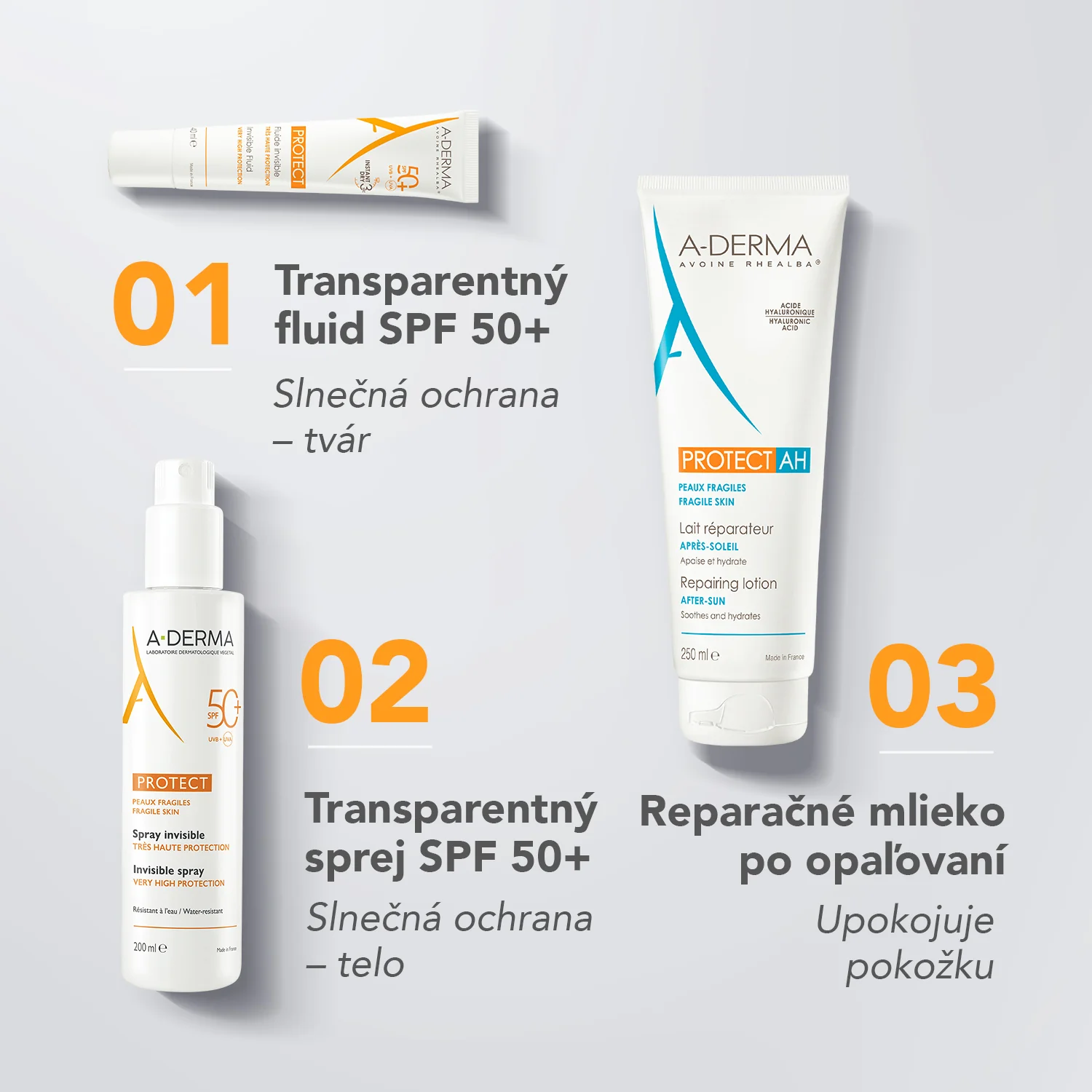 A-DERMA PROTECT Transparentný sprej SPF50+ 200 ml