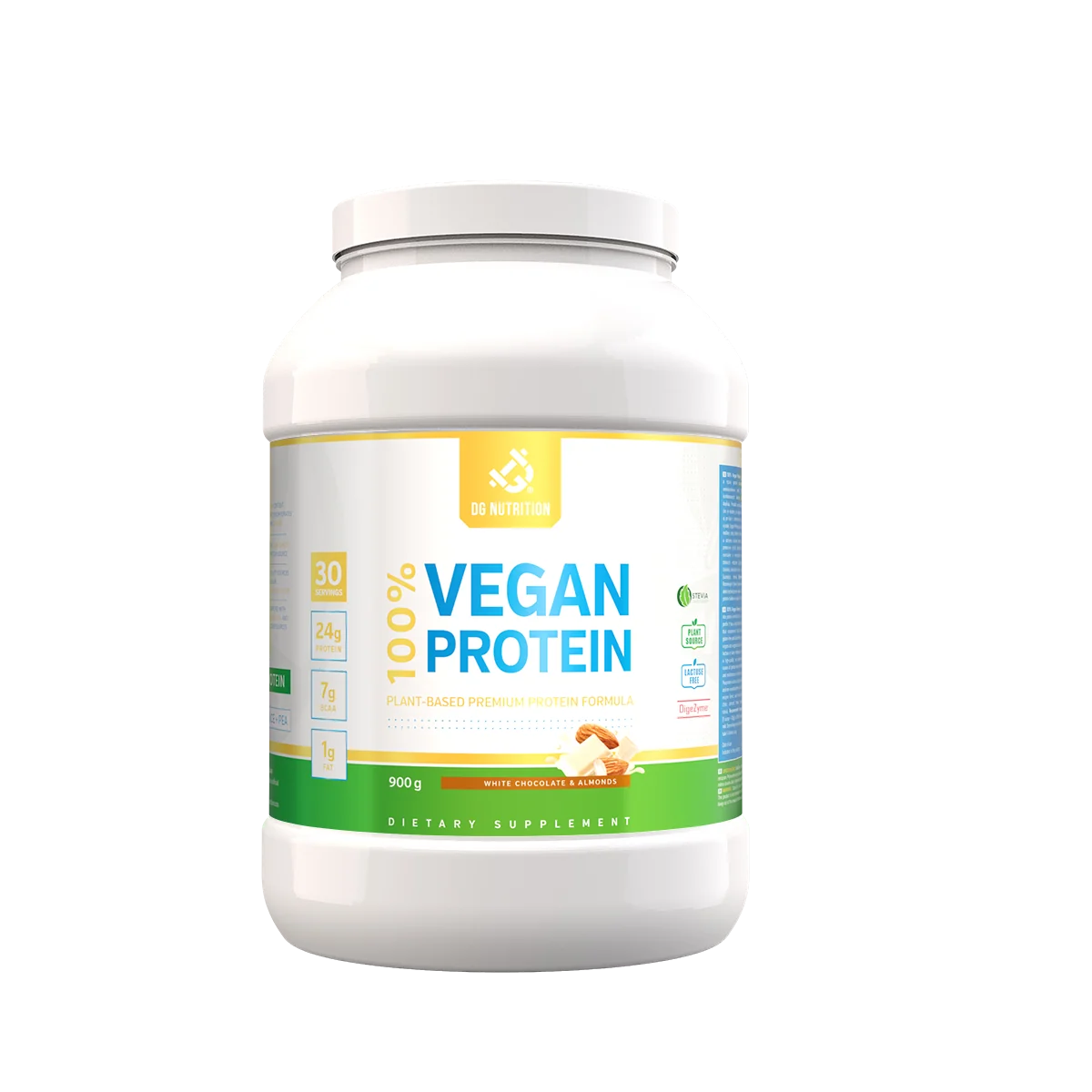 100% Vegan Pure Premium Biela čokoláda & Mandle 900 g