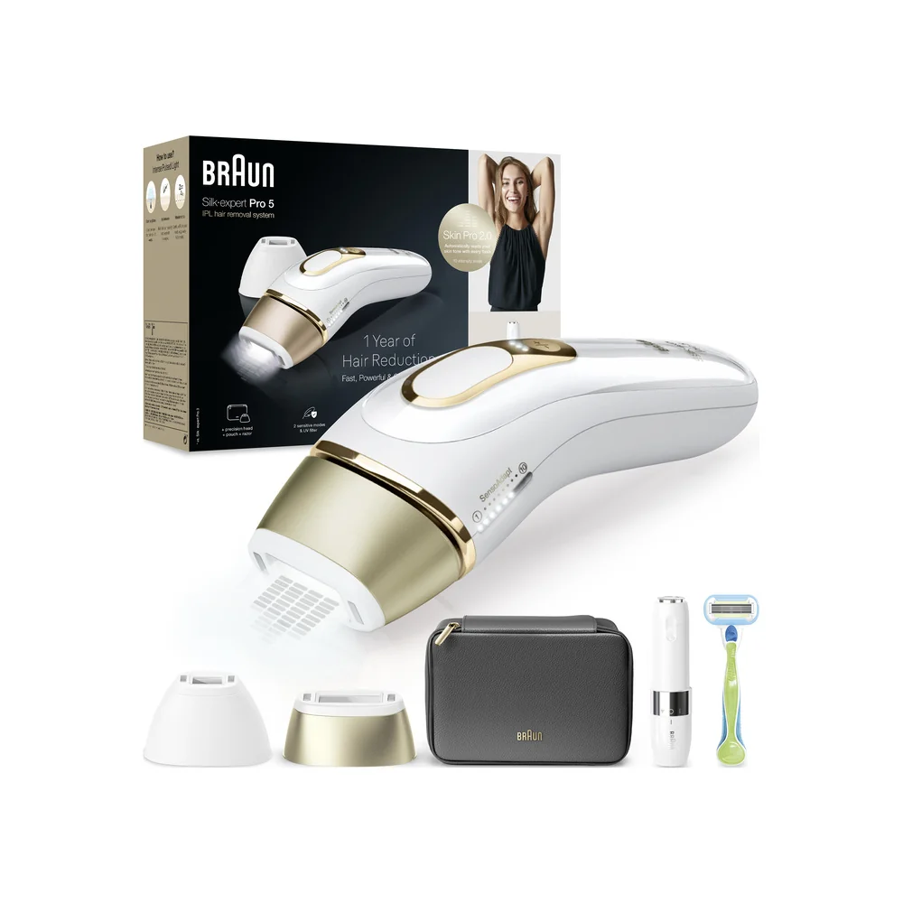 Braun IPL Silk·expert Pro 5, odstraňovanie chĺpkov v pohodlí domova, s puzdrom, 2 hlavy, PL5146 1 ks