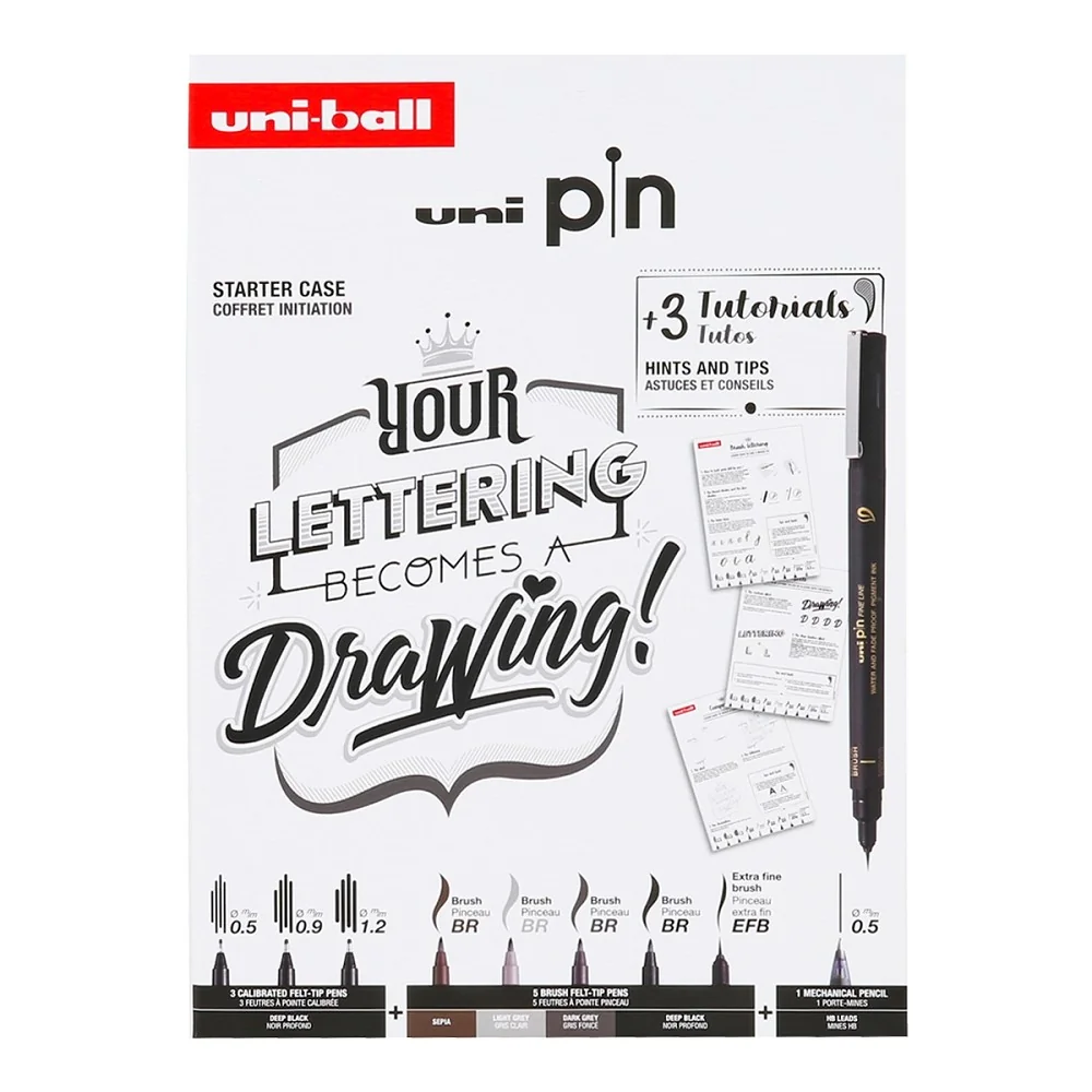 Sada linerov Lettering darčekový box a mikrotužka 8 ks, mix farieb