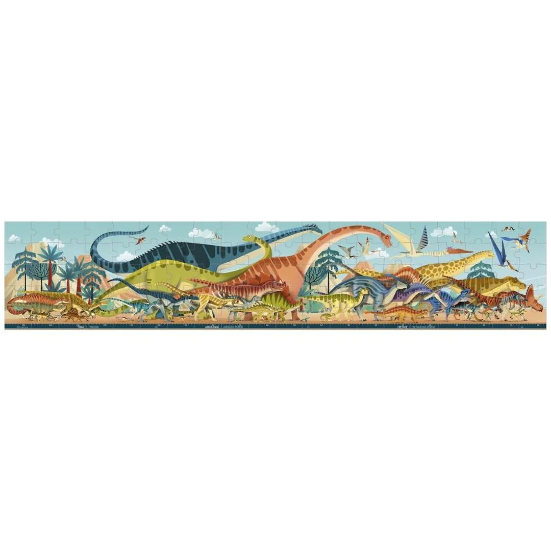 Janod Panoramatické puzzle v kufríku Dinosaury Dino 100 ks