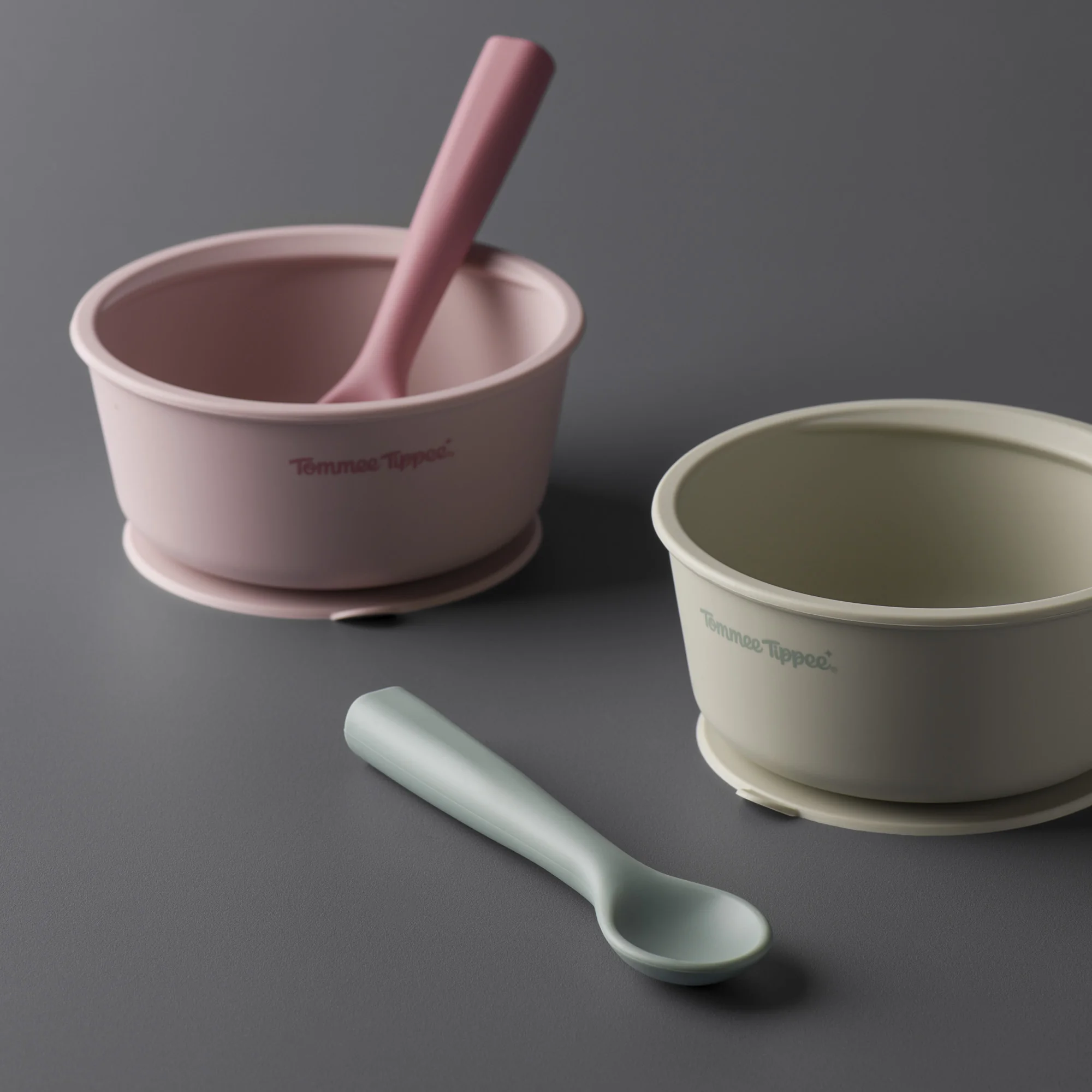 Tommee Tippee Silikón. miska s prísavkou a lyžičkou ružová 1 set