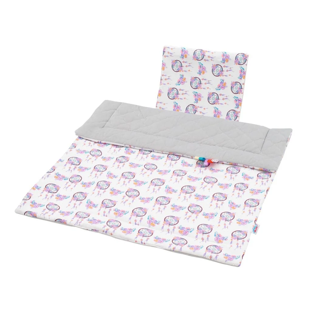 Obojstranný Set z Velvet do kočíka New Baby lapač snov sivý ,