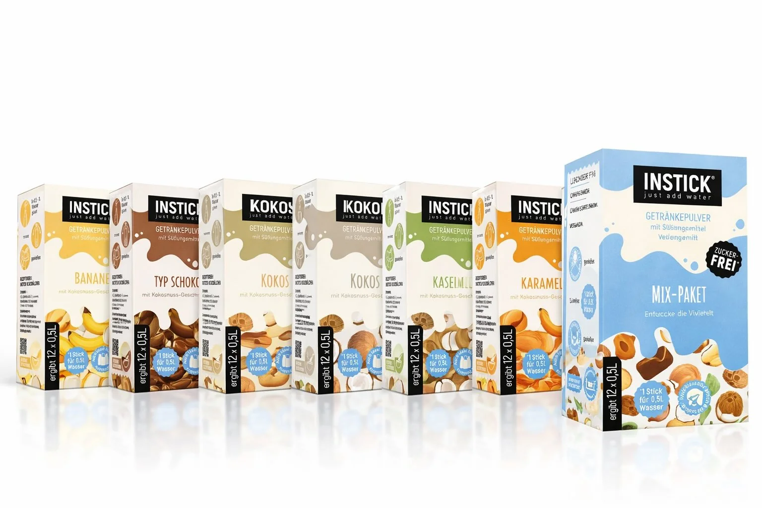 Milk Flavors Mix – príchute do mlieka bez laktózy bez cukru 84 stickov na prípravu 42-84 lit nápoja bez cukru s vitamínom C