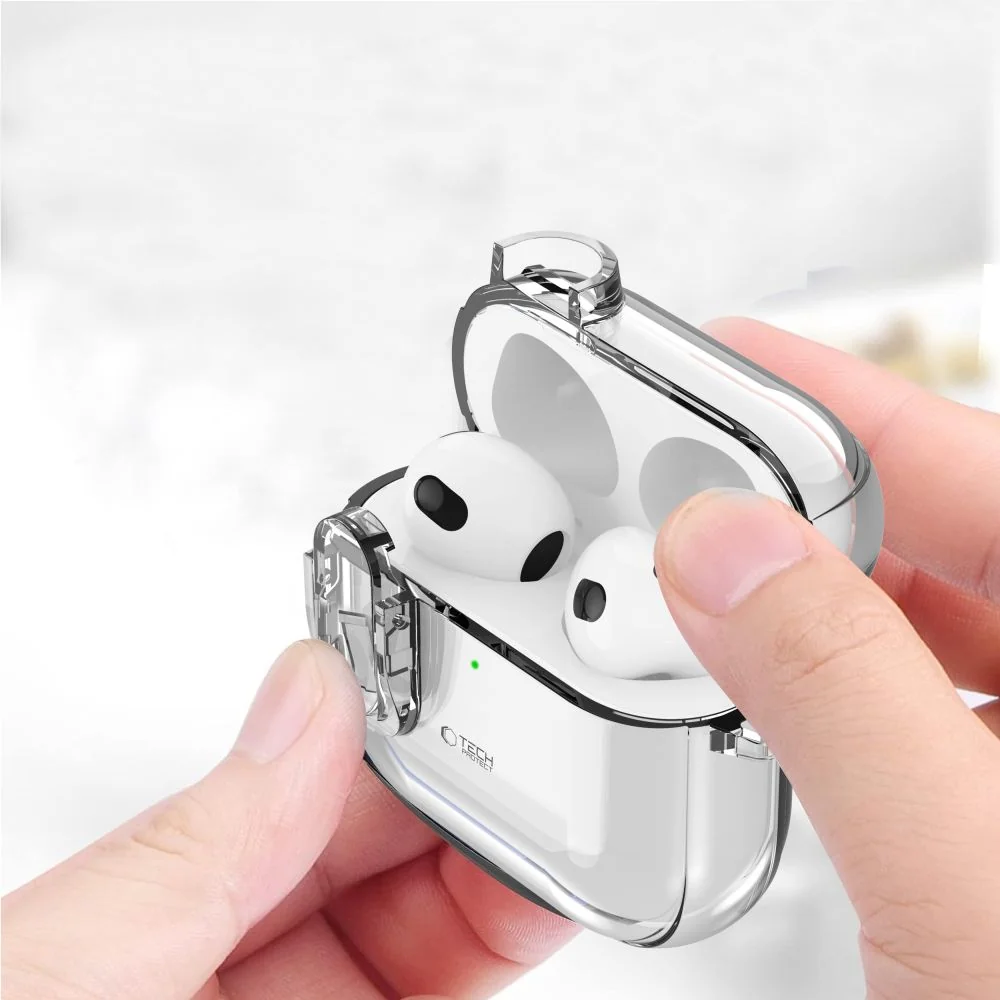 Tech-Protect Slim Hook puzdro na Apple AirPods 4, priesvitné