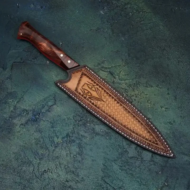 Damaškový kuchynský nôž Takeshi-Hnedá 1ks, 34cm, 29019