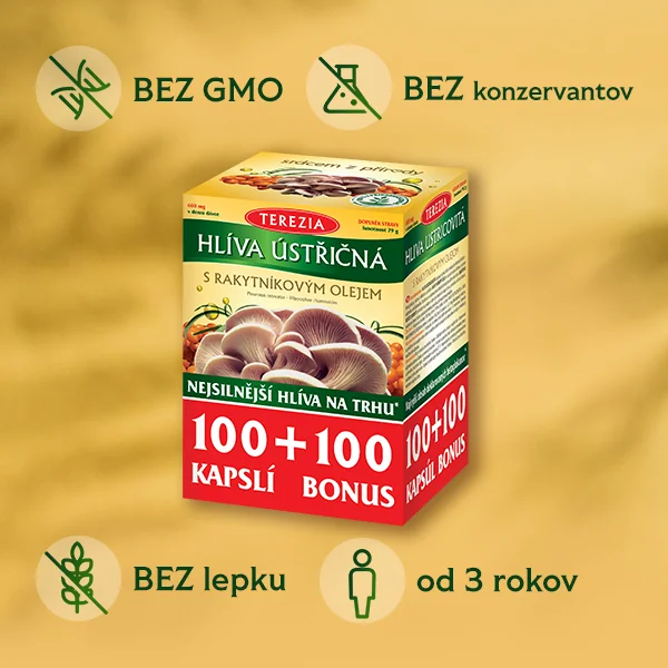 TEREZIA HLIVA USTRICOVITÁ S RAKYTNÍKOVÝM OLEJOM 2×100 cps, výživový doplnok