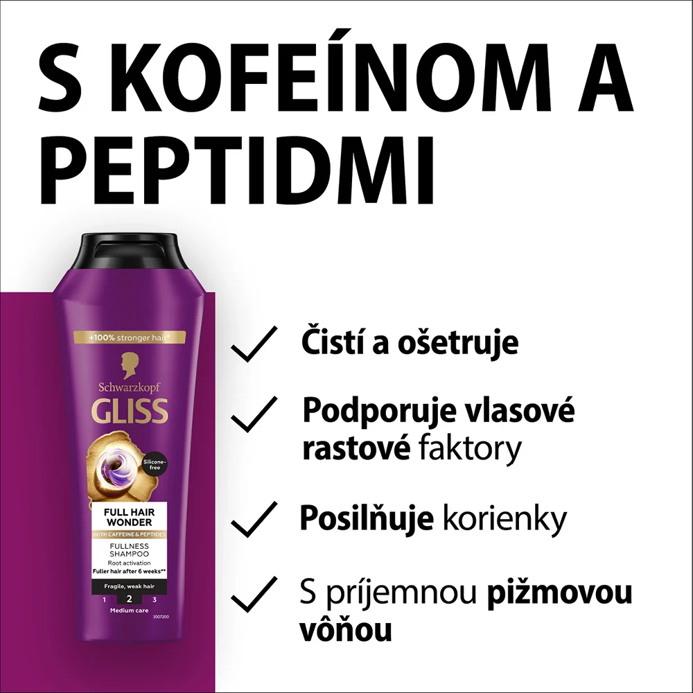 Schwarzkopf Gliss šampón Full Hair Wonder 1×400 ml, šampón
