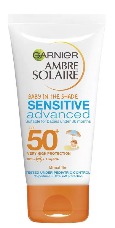 GARNIER Ambre Solaire Sensitive Advanced pre deti SPF 50+ 1×50 ml, opaľovacie mlieko s veľmi vysokou ochranou pre deti už od 6 mesiacov OF 50+
