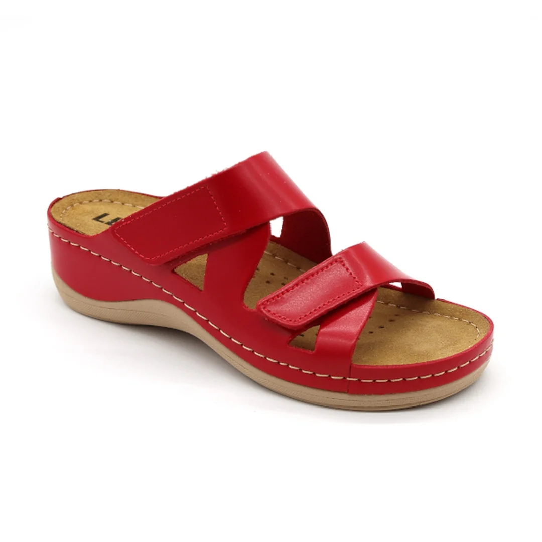 Leon 906 Dámska pracovná celo-kožená zdravotná obuv 38 - 24cm, červená, 4,5 cm