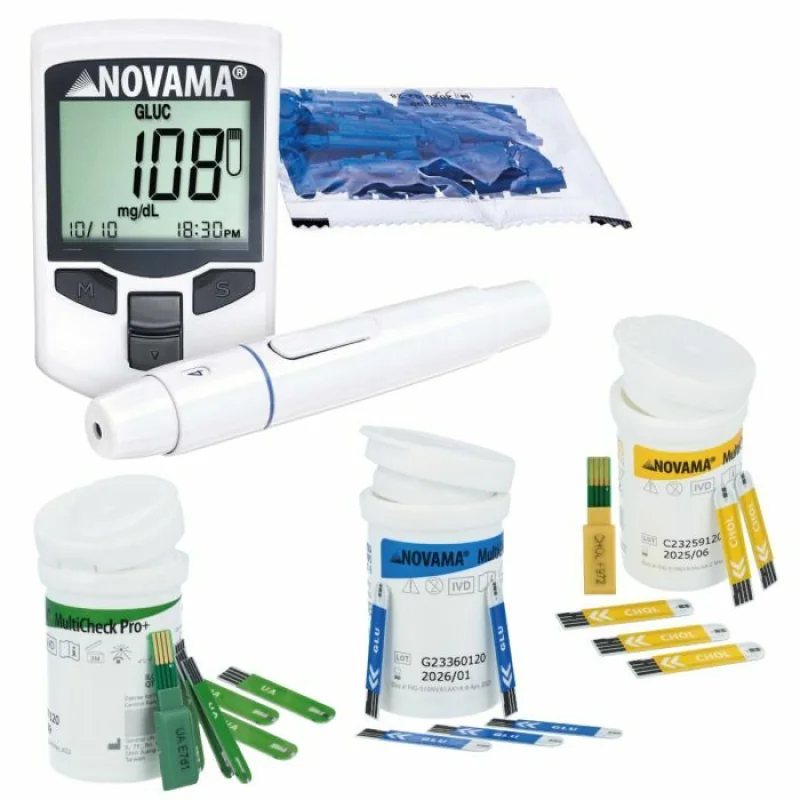 NOVAMA MultiCheck Pro+ glukomer glukóza cholesterol kyselina močová + Merací prístroj + prúžky (glukóza, cholesterol, kyselina močová)