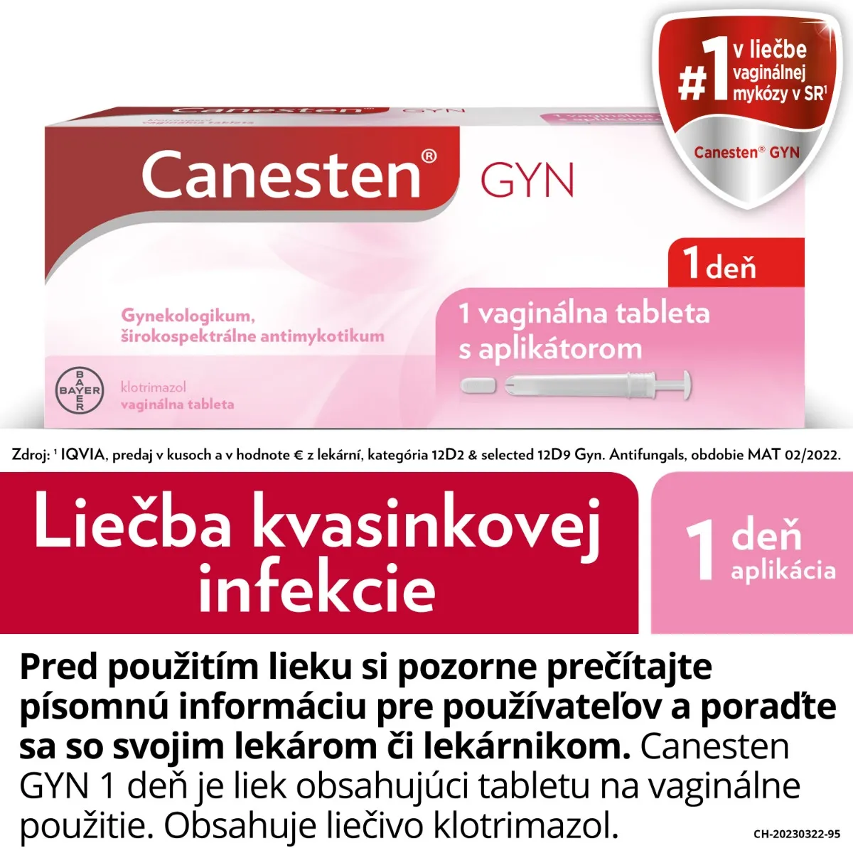 Canesten GYN 1 deň 1×1 tbl, liek na liečbu kvasinkovej infekcie