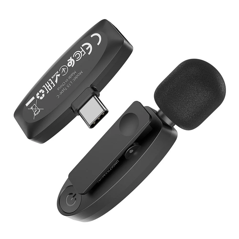 HOCO L15 bezdrôtový lavalier mikrofón USB-C, čierny