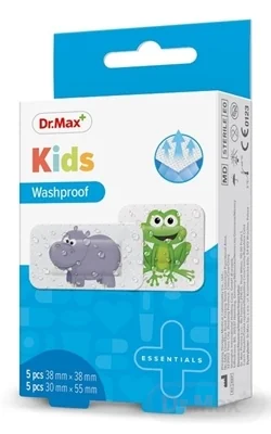 Dr. Max Náplasť Kids Washproof 2×5 ks, detské umývateľné náplasti, (38 x 38 mm) x 5 ks + (30 x 55 mm) x 5 ks
