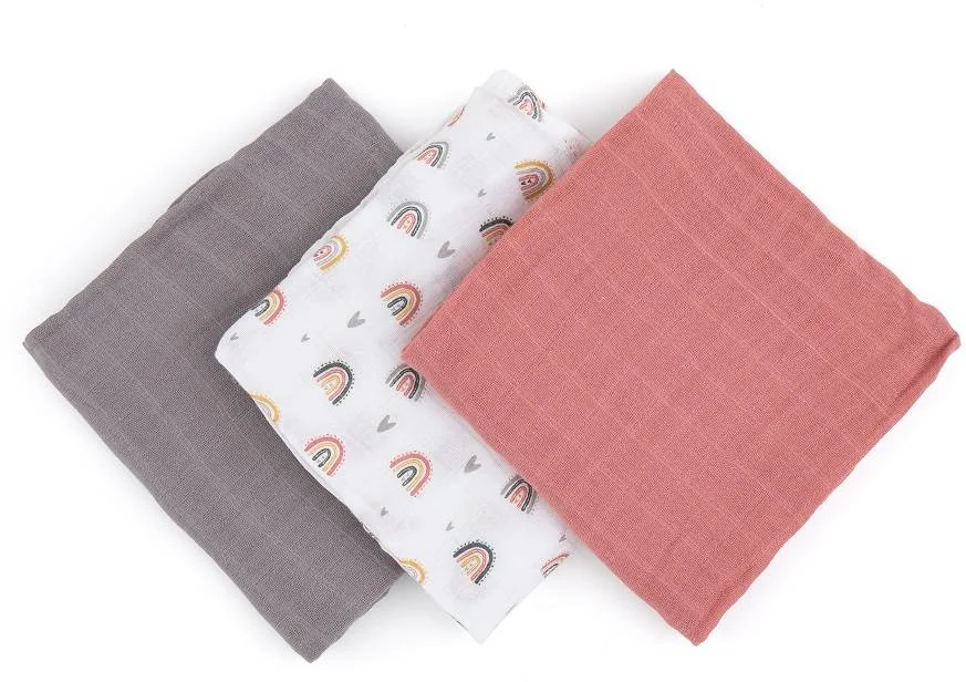 PETITE&MARS Sada plienok bambusová mušelínová 3ks Moussy Rose Rainbows, 68 x 68 cm 1×3 ks, sada plienok
