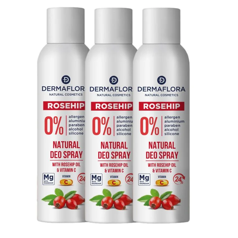 3ks DERMAFLORA dezodorant sprej so Šípkovým olejom