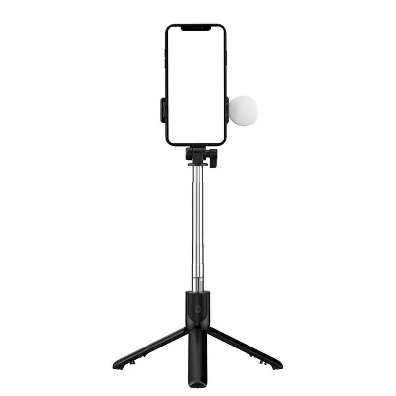MG Telescopic Bluetooth selfie tyč s LED svetlom 0.71m, čierna