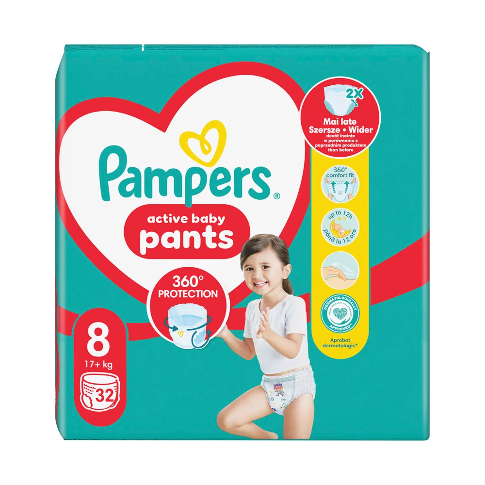 Pampers Pants Veľkosť 8, 17+kg 1×32 ks, plienky pre bábätká