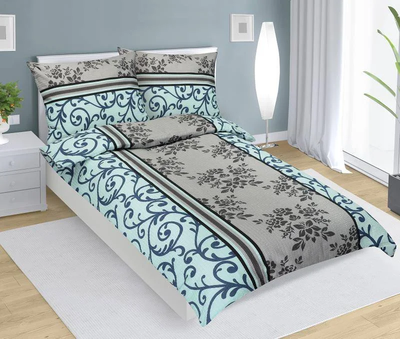 Obliečky krep 80/571 tyrkysový ornament 140x200, 70x90 1×1 ks, obliečky